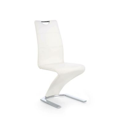 Scaun K188, design ergonomic, cadru metalic + tapițerie ecopiele, 45x58x99 cm, alb