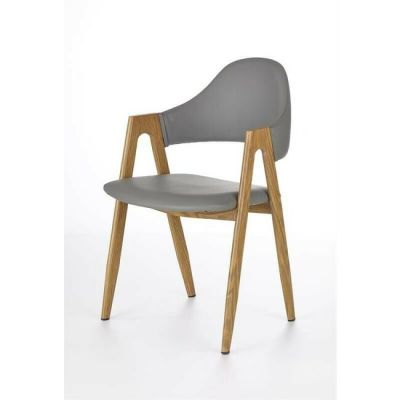 Scaun K247, design minimalist și șezut ergonomic, material plastic, 51x57x80 cm, gri/stejar