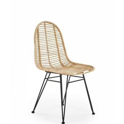 Scaun K337, design compact și spătar ergonomic, material textil, 44x55x90 cm, natural