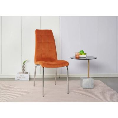 Scaun Lora, design modern, tapițerie catifea premium, picioare aluminiu, 58x42x103 cm, Portocaliu