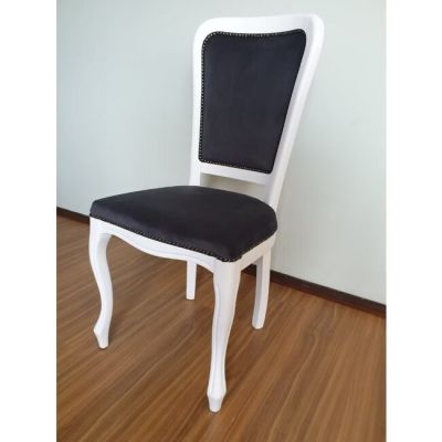 Scaun Padova tapițat cu stofă, cu structură metalică, 47x42 cm, alb