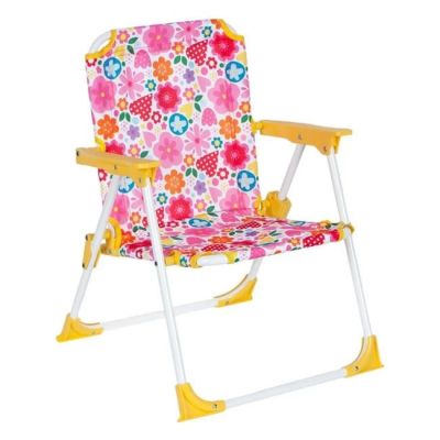 Scaun pentru copii, din metal, model floral, dimensiuni 37x35x46cm, multicolor