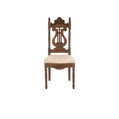 Scaun Sonia cu spătar lira din lemn masiv, 46x48x100 cm cu tapițerie elegantă