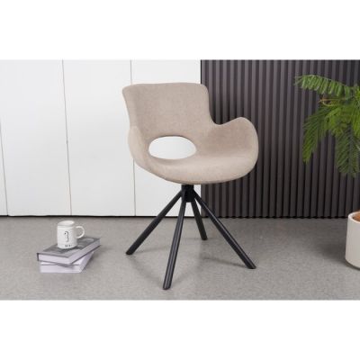 Scaun Tilio, design ergonomic, spătar curbat, tapițerie catifea premium, 81x59x58 cm, Bej