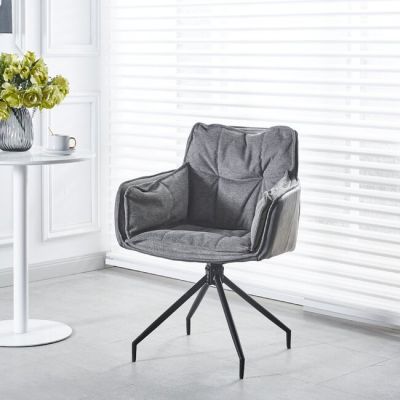 Scaun Tisso, ergonomic cu tapițerie catifelată, picioare metalice rezistente, 61x48x85 cm, gri