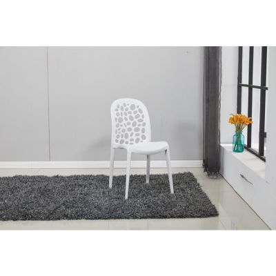 Scaun Tulia, design minimalist, material plastic durabil, 51.5x37x81 cm, alb
