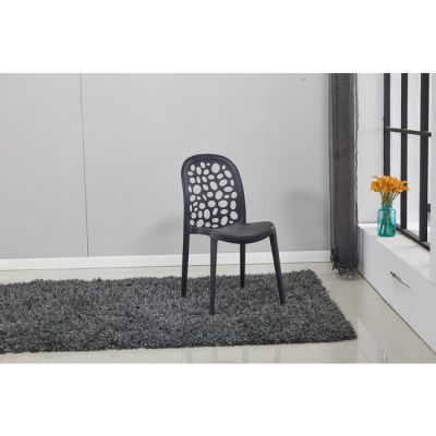 Scaun Tulia, design minimalist, material plastic durabil, 51.5x37x81 cm, negru