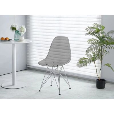 Scaun Zoya, design transparent și elegant, material plastic rezistent, 46x56x82 cm, gri transparent