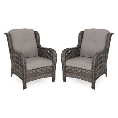 Set 2 fotolii pentru exterior Belham, 89x79x90 cm, otel/poliester, maro/gri