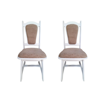 Set 2 scaune IZA, cadru alb + stofa maro, 45x45x95 cm
