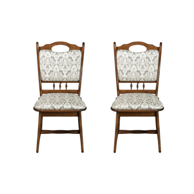 Set 2 scaune living FLANDER, cadru nuc + stofa print 02, 50x48x95 cm