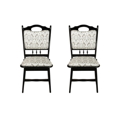 Set 2 scaune living FLANDER, cadru wenge + stofa print 02, 50x48x95 cm