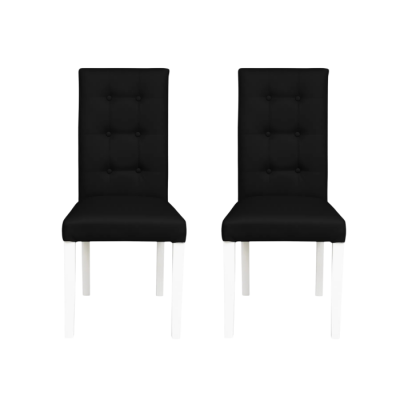 Set 2 scaune living TEO LUX, picioare lemn alb, piele ecologica negru, 46x60x98 cm