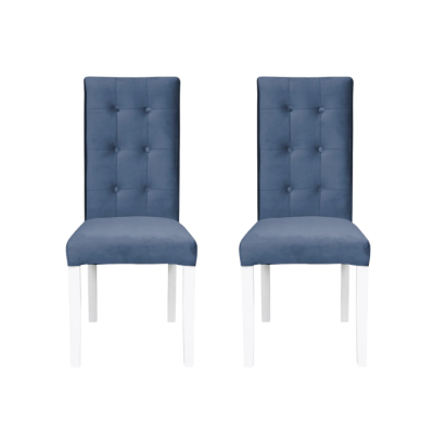 Set 2 scaune living TEO LUX, picioare lemn alb, stofa albastru deschis, 46x60x98 cm