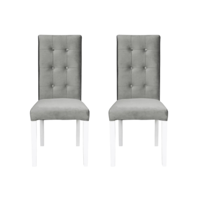 Set 2 scaune living TEO LUX, picioare lemn alb, stofa bej, 46x60x98 cm