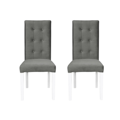 Set 2 scaune living TEO LUX, picioare lemn alb, stofa gri deschis, 46x60x98 cm