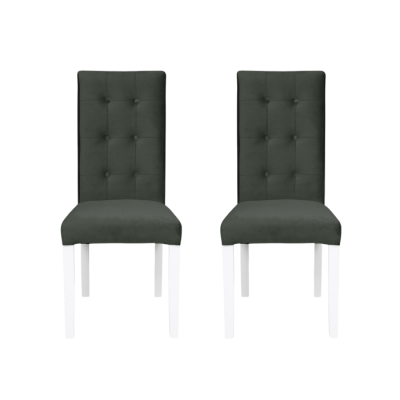 Set 2 scaune living TEO LUX, picioare lemn alb, stofa gri inchis, 46x60x98 cm