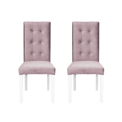 Set 2 scaune living TEO LUX, picioare lemn alb, stofa roz pudra, 46x60x98 cm
