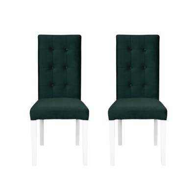 Set 2 scaune living TEO LUX, picioare lemn alb, stofa verde smarald, 46x60x98 cm
