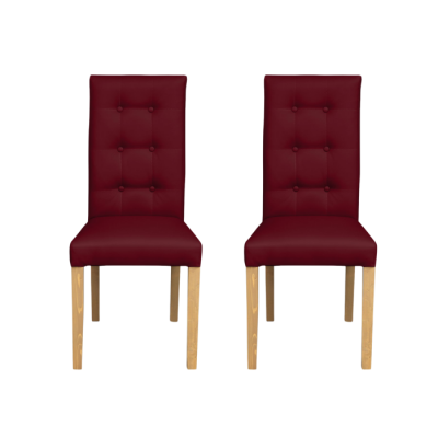 Set 2 scaune living TEO LUX, picioare lemn natur, piele ecologica bordo, 46x60x98 cm