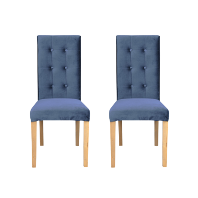 Set 2 scaune living TEO LUX, picioare lemn natur, stofa albastru deschis, 46x60x98 cm