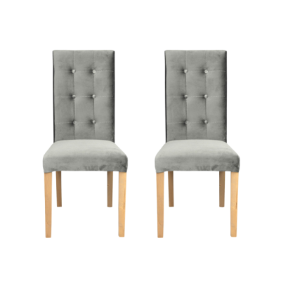 Set 2 scaune living TEO LUX, picioare lemn natur, stofa bej, 46x60x98 cm