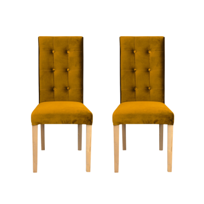 Set 2 scaune living TEO LUX, picioare lemn natur, stofa galben, 46x60x98 cm