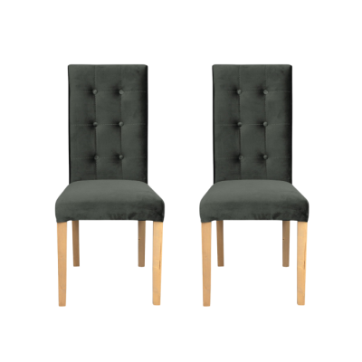 Set 2 scaune living TEO LUX, picioare lemn natur, stofa gri inchis, 46x60x98 cm