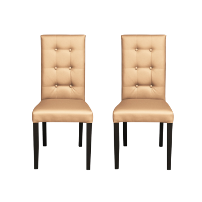 Set 2 scaune living TEO LUX, picioare lemn wenge, piele ecologica bej, 46x60x98 cm