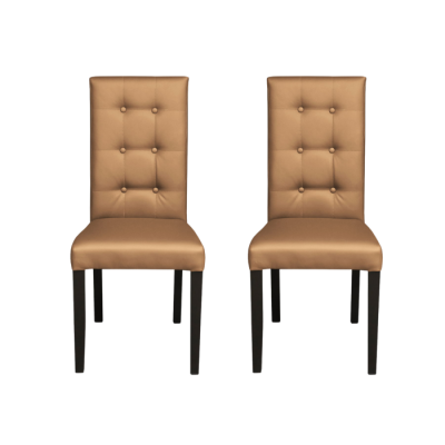 Set 2 scaune living TEO LUX, picioare lemn wenge, piele ecologica bej inchis, 46x60x98 cm