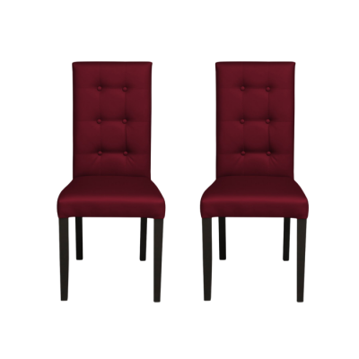 Set 2 scaune living TEO LUX, picioare lemn wenge, piele ecologica bordo, 46x60x98 cm