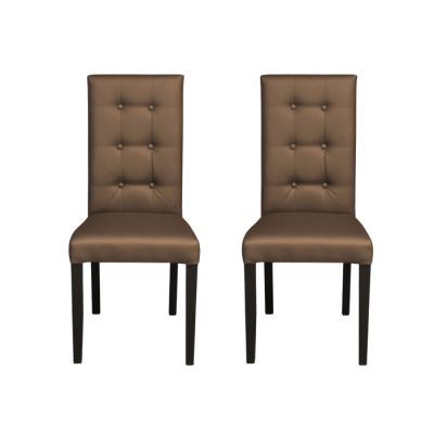 Set 2 scaune living TEO LUX, picioare lemn wenge, piele ecologica cappuccino, 46x60x98 cm