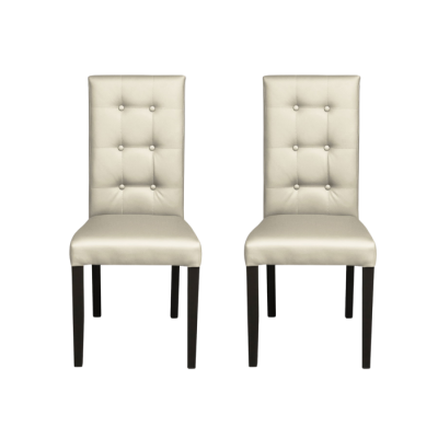 Set 2 scaune living TEO LUX, picioare lemn wenge, piele ecologica crem, 46x60x98 cm