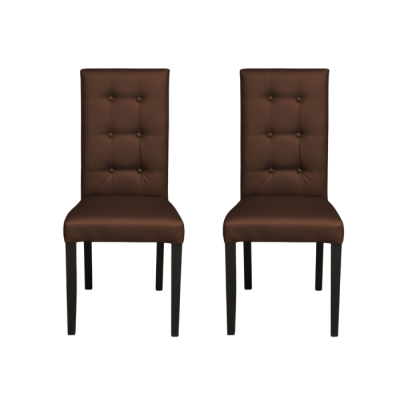 Set 2 scaune living TEO LUX, picioare lemn wenge, piele ecologica maro deschis, 46x60x98 cm