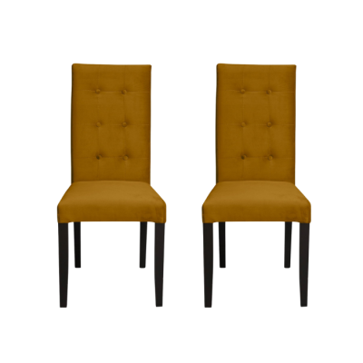 Set 2 scaune living TEO LUX, picioare lemn wenge, stofa galben, 46x60x98 cm