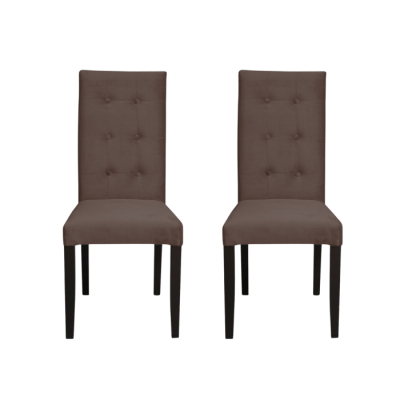 Set 2 scaune living TEO LUX, picioare lemn wenge, stofa maro, 46x60x98 cm