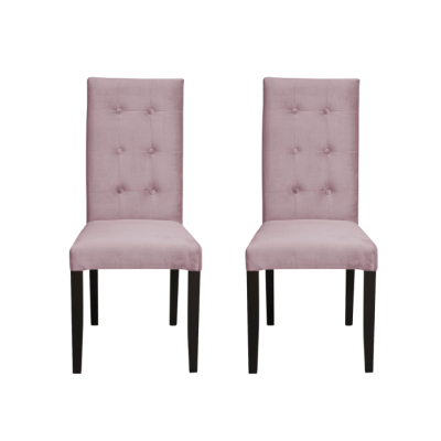 Set 2 scaune living TEO LUX, picioare lemn wenge, stofa roz pudra, 46x60x98 cm
