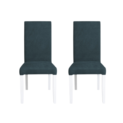 Set 2 scaune living TEO, picioare lemn alb, stofa albastru, 46x60x98 cm