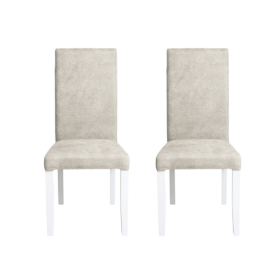 Set 2 scaune living TEO, picioare lemn alb, stofa crem, 46x60x98 cm