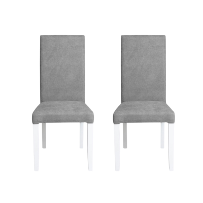 Set 2 scaune living TEO, picioare lemn alb, stofa gri deschis, 46x60x98 cm