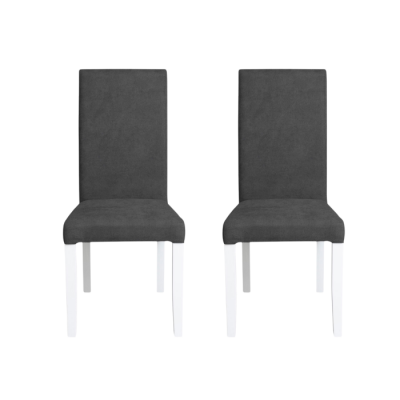 Set 2 scaune living TEO, picioare lemn alb, stofa gri inchis, 46x60x98 cm