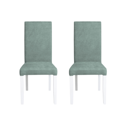 Set 2 scaune living TEO, picioare lemn alb, stofa mint, 46x60x98 cm