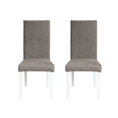 Set 2 scaune living TEO, picioare lemn alb, stofa z cappuccino, 46x60x98 cm