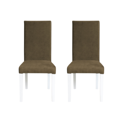 Set 2 scaune living TEO, picioare lemn alb, stofa z kaki, 46x60x98 cm