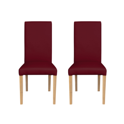 Set 2 scaune living TEO, picioare lemn natur, piele ecologica bordo, 46x60x98 cm