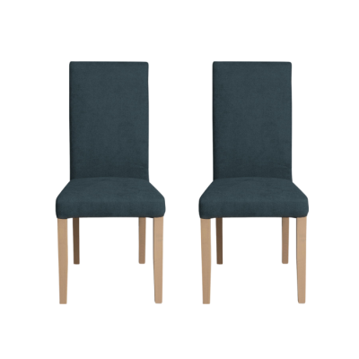 Set 2 scaune living TEO, picioare lemn natur, stofa albastru, 46x60x98 cm