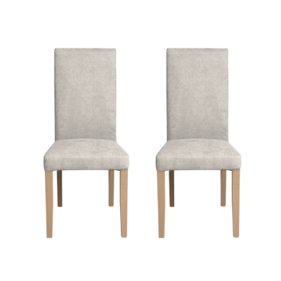 Set 2 scaune living TEO, picioare lemn natur, stofa crem, 46x60x98 cm