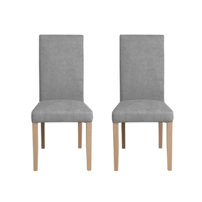 Set 2 scaune living TEO, picioare lemn natur, stofa gri deschis, 46x60x98 cm