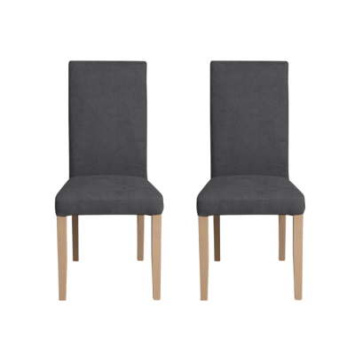 Set 2 scaune living TEO, picioare lemn natur, stofa gri inchis, 46x60x98 cm