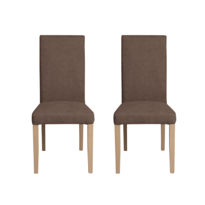 Set 2 scaune living TEO, picioare lemn natur, stofa maro, 46x60x98 cm